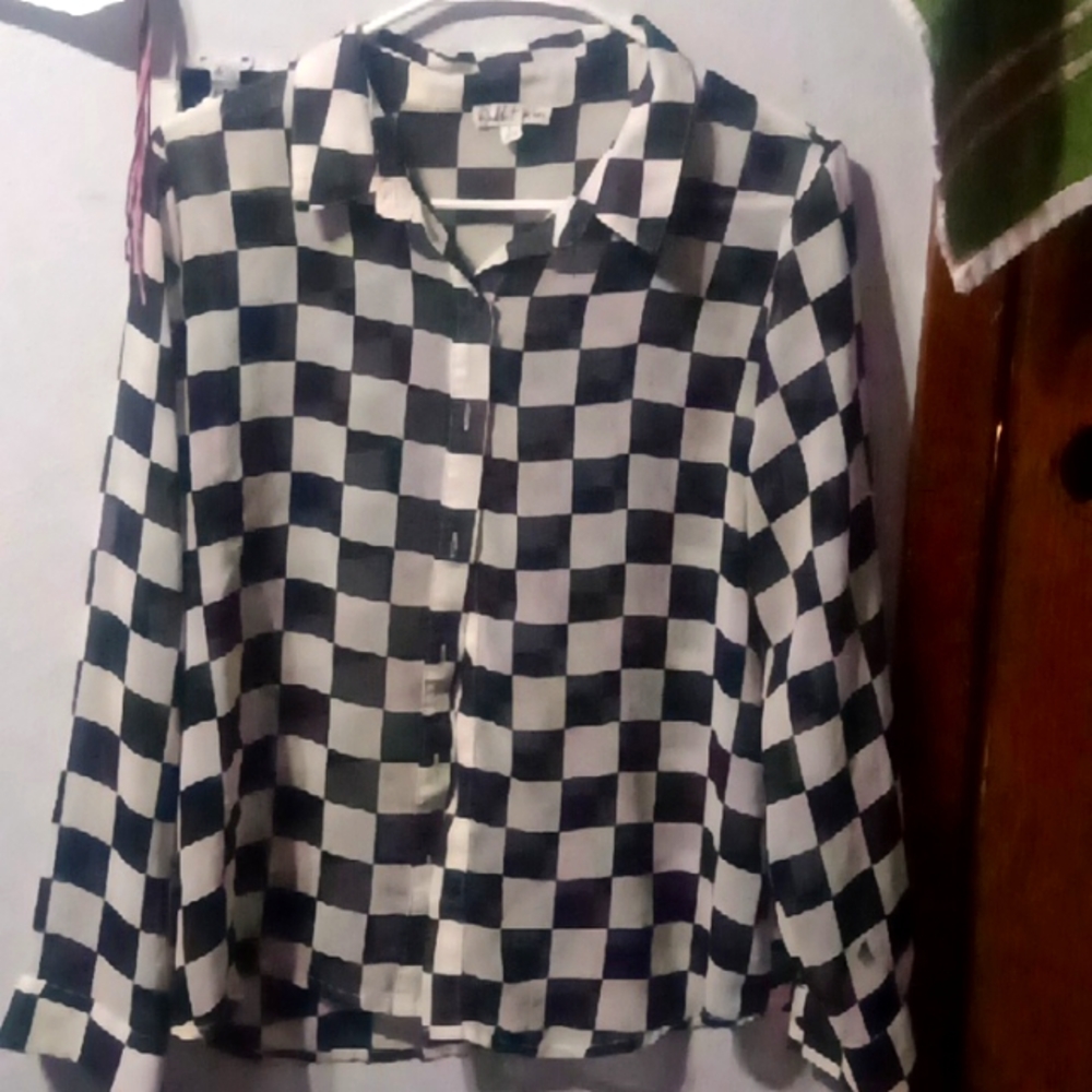 Black and white checkered button up flannel. Large from Ross.